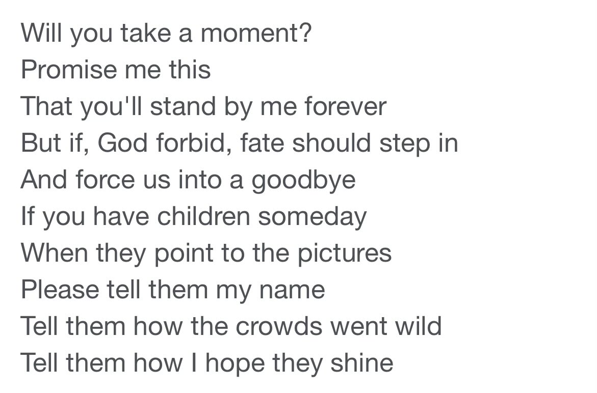 Singing long live all the mountains we moved
I had the time of my life fighting dragons with you
And long, long live the look on your face
And bring on all the pretenders
One day, we will be remembered

youtu.be/F5TMU6916U8?fe…