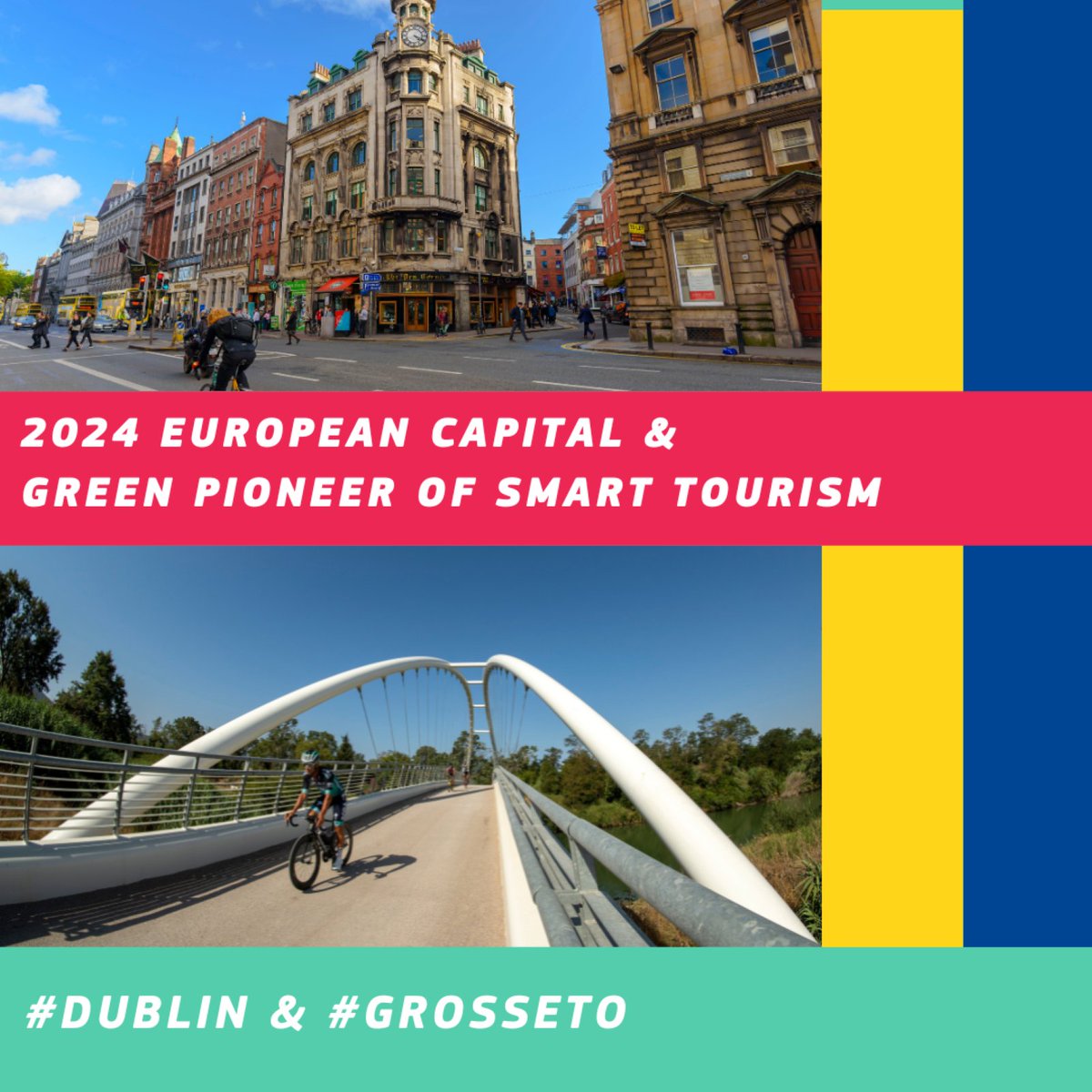 Check out the 2024 European Capital and Green Pioneer of Smart Tourism, #Dublin 🇮🇪 and #Grosseto 🇮🇹! Find out more about the #EUTourismCapital and #EUGreenPioneer initiatives 👉 europa.eu/!Y8PKjh #SmartTourism @DubCityCouncil