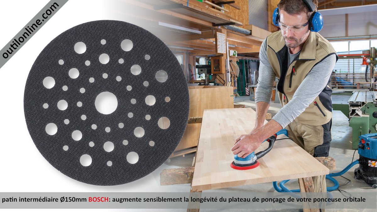 OutilonlineCom's tweet image. #outillage patin intermédiaire Ø150mm #Bosch outilonline.com/catalog/patin-… Améliore l&apos;évacuation de la poussière de sur #ponceuse orbitale et prolonge la durée de vie du plateau de #ponçage. Idéal pour #menuisier #ebeniste #agenceur #travaildubois