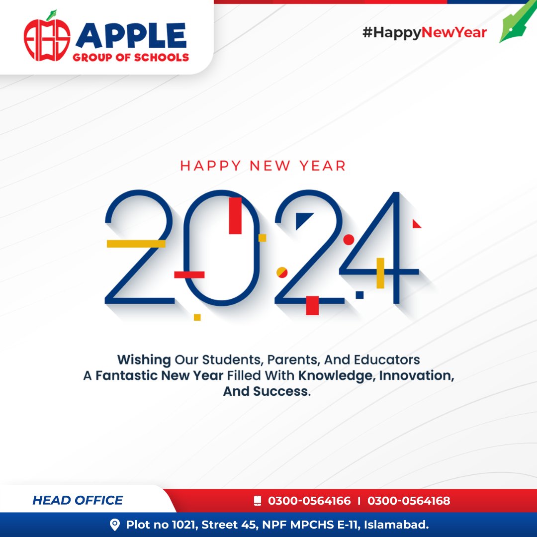 infoagspk's tweet photo. Happy New Year! 
May the coming year be filled with joy, success, and countless wonderful moments for you and your loved ones.

Cheers to new beginnings and exciting opportunities ahead!

#happynewyear2024 #newyear2024 #newyeargreetings #QualityEducation #AGS #applegroupofschools https://t.co/BxSB2QQbD2