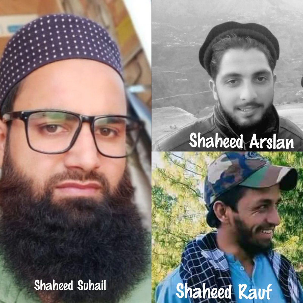31st December.. Martyrdom anniversary of Shaheed Suhail Rather of Pampore, Shaheed Hafiz Arslan &amp; Shaheed Abdul Rauf 🇵🇰 (Pantha Chowk encounter, 2021)
#Kashmir