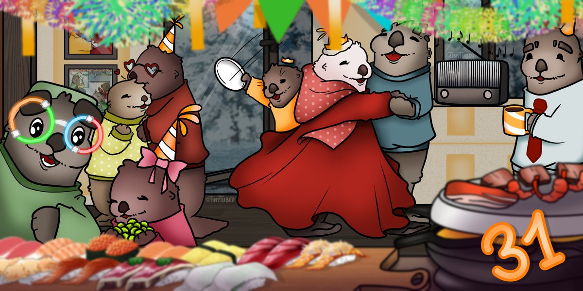 tiny_tubie's tweet photo. Day 31!
.
HAPPY NEW YEAR!
.
.
how many traditions can you spot?
.
#meepmas2023 #ottermas #tazztalks #tinytuber #digitalart #traditions https://t.co/tBIQ5fHgqj