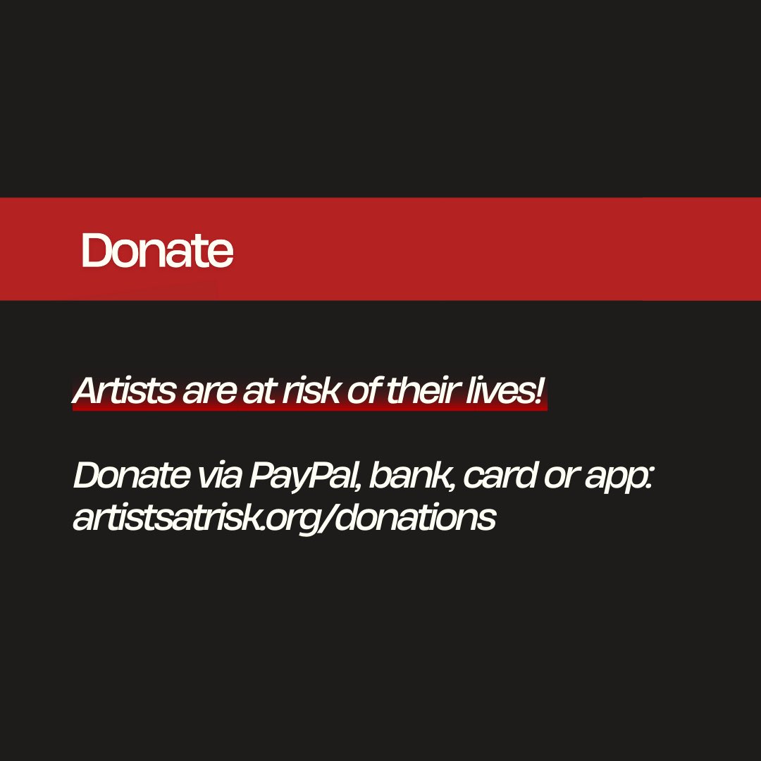 ArtistsatRisk's tweet photo. Read the full Year in Review on our website: https://t.co/yxgfUjo2R8 

Help artists at risk of their lives! 
Donate directly by PayPal, bank, card, app: https://t.co/aHpLz0PNao https://t.co/m0cxHIkYQo