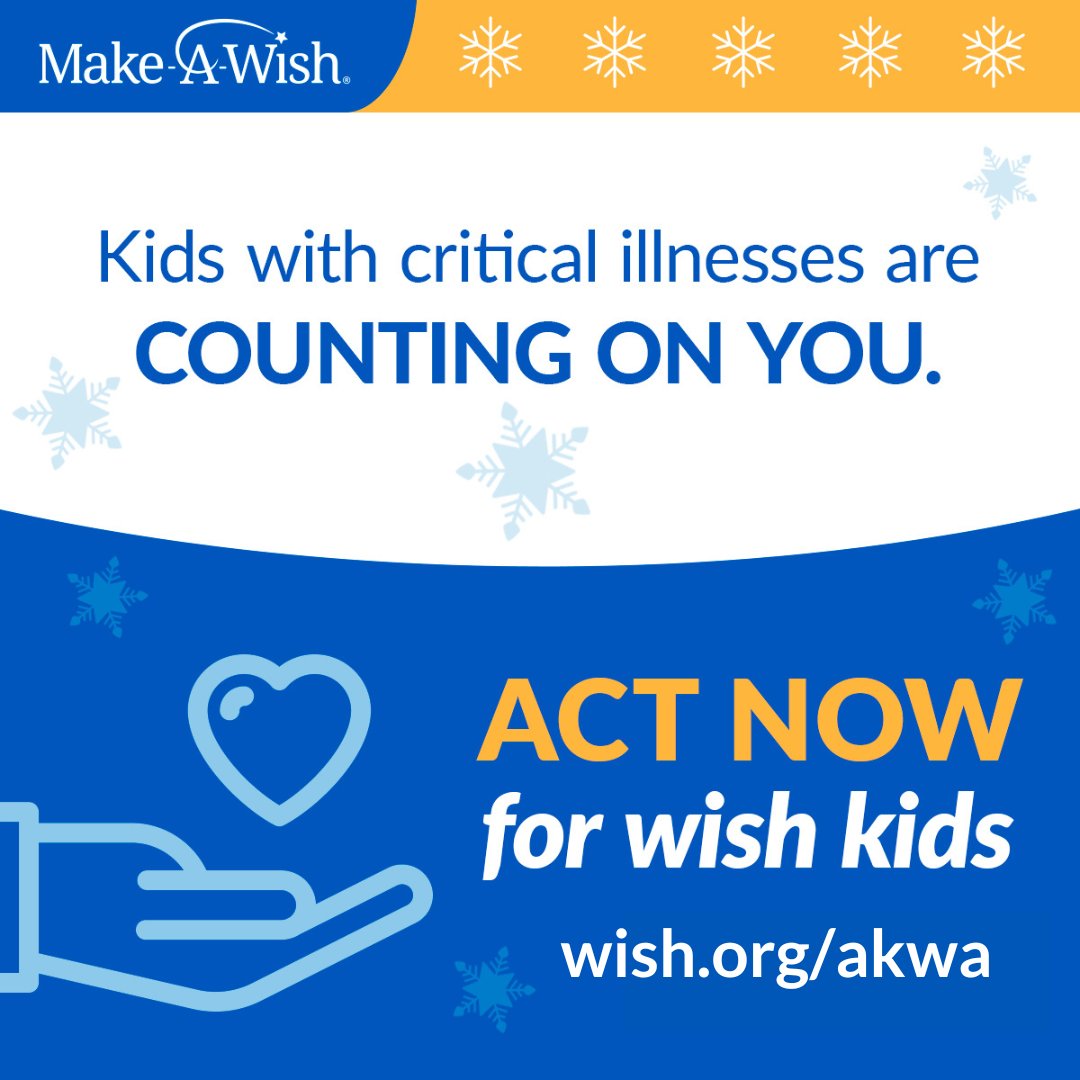 It’s not too late! Act now for wish kids before 2023 ends. Donate to grant wishes at: wish.org/akwa ❄️