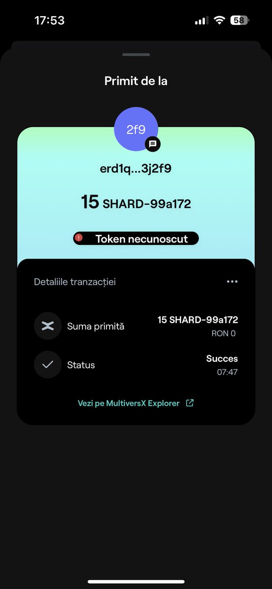 Alexm3pwr's tweet photo. Can someone explain why I received this  “Shard” Token in my xportal wallet? 
#MultiversX #xPortal #Egld https://t.co/7MZxwJ8ikT
