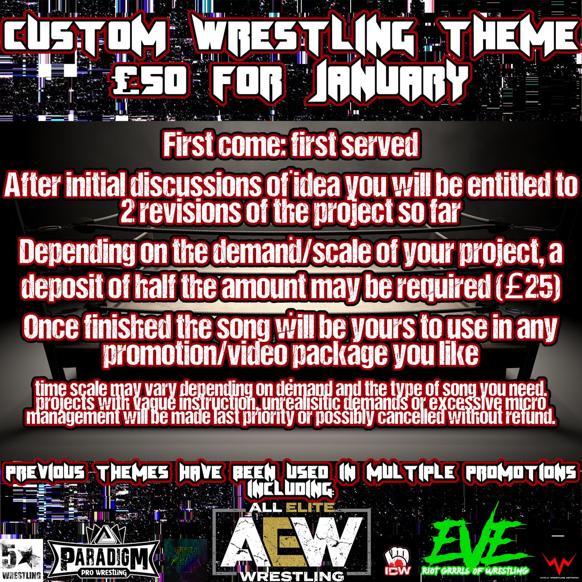 TwoYearsBefore's tweet image. I got new toys to play with, lets make some music.

Did this before and it went pretty well so if you want some custom entrance music for a genuinely criminally low price, get in touch. 

Whatever you need I can probably do (and I won't bullshit you if I can't)