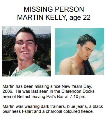 Martin Kelly disappeared on 1 January 2006. He was last seen at 7pm in the Clarendon Docks area of Belfast on New Year's Day in 2006 If you have any information contact @PoliceServiceNI via 101 or Missing Persons Helpline @missingpeople 116 000 More at ourmartykelly.com