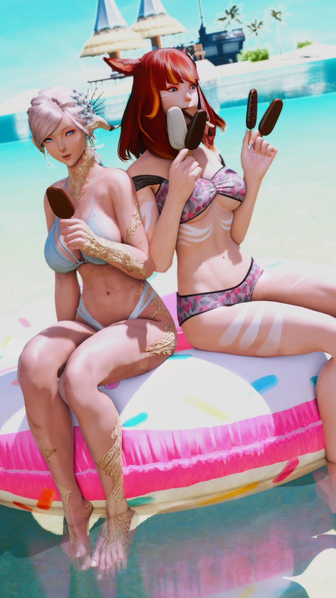 SelphyFFXIV's tweet photo. Last beach pic of the year with @Nightingale_XIV https://t.co/ruwemjWXre
