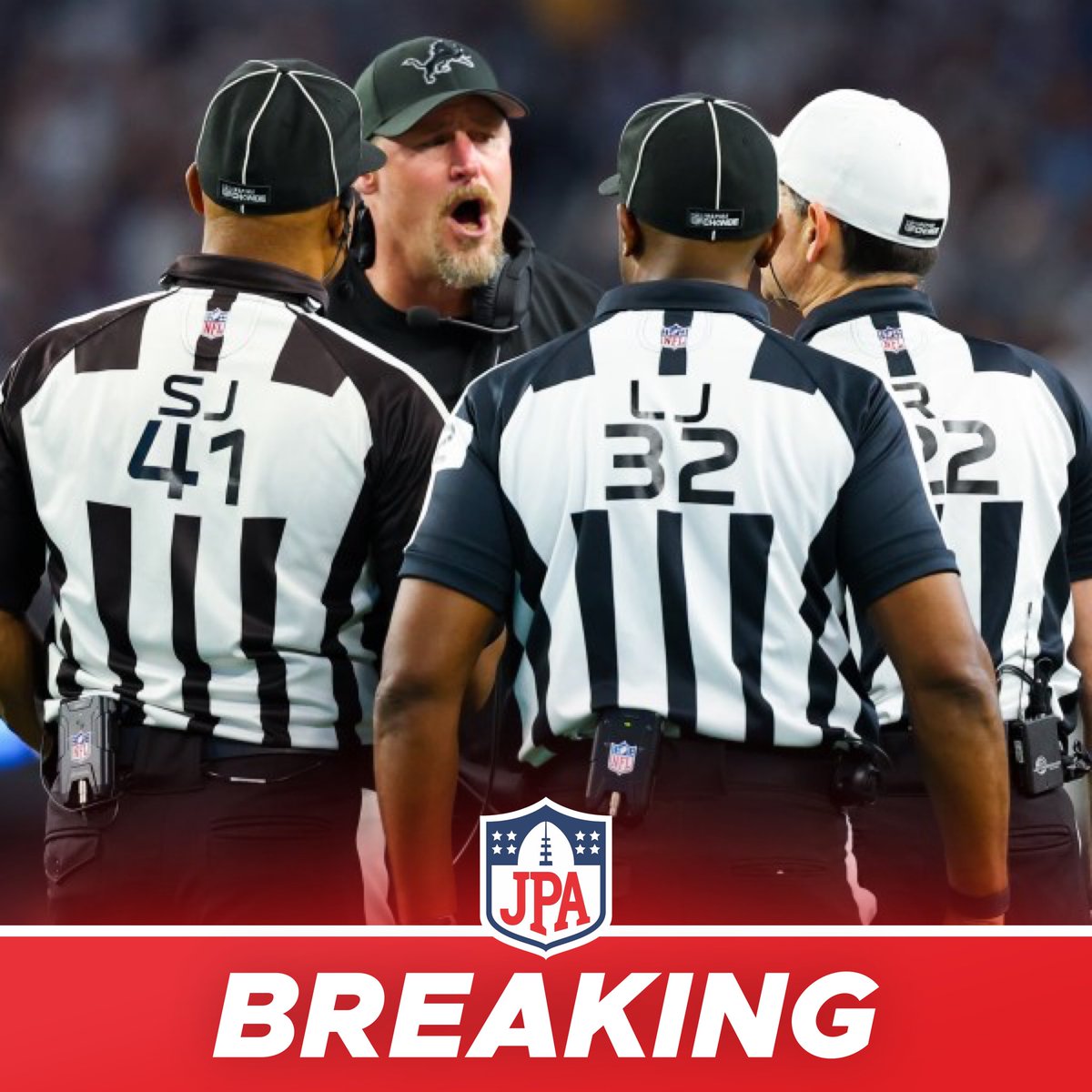 jasrifootball's tweet photo. 𝗕𝗥𝗘𝗔𝗞𝗜𝗡𝗚: The referee crew from last night’s debacle is expected to be downgraded and cut out of the playoffs, per @AdamSchefter 

The punishment fits the crime. https://t.co/VLMx4iTTCg