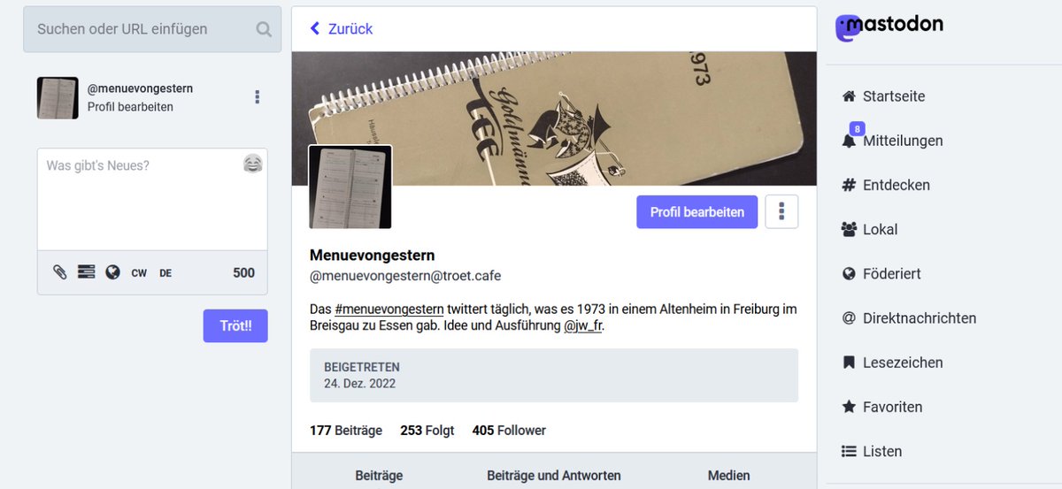 Nächstes Jahr geht es weiter mit dem #menuevongestern, dann mit einem Kalender aus dem Jahr 1978. Die Posts werden aber nicht mehr auf Twitter geteilt, sondern auf anderen Plattformen. Schaut doch dort mal vorbei. (siehe Bilder)