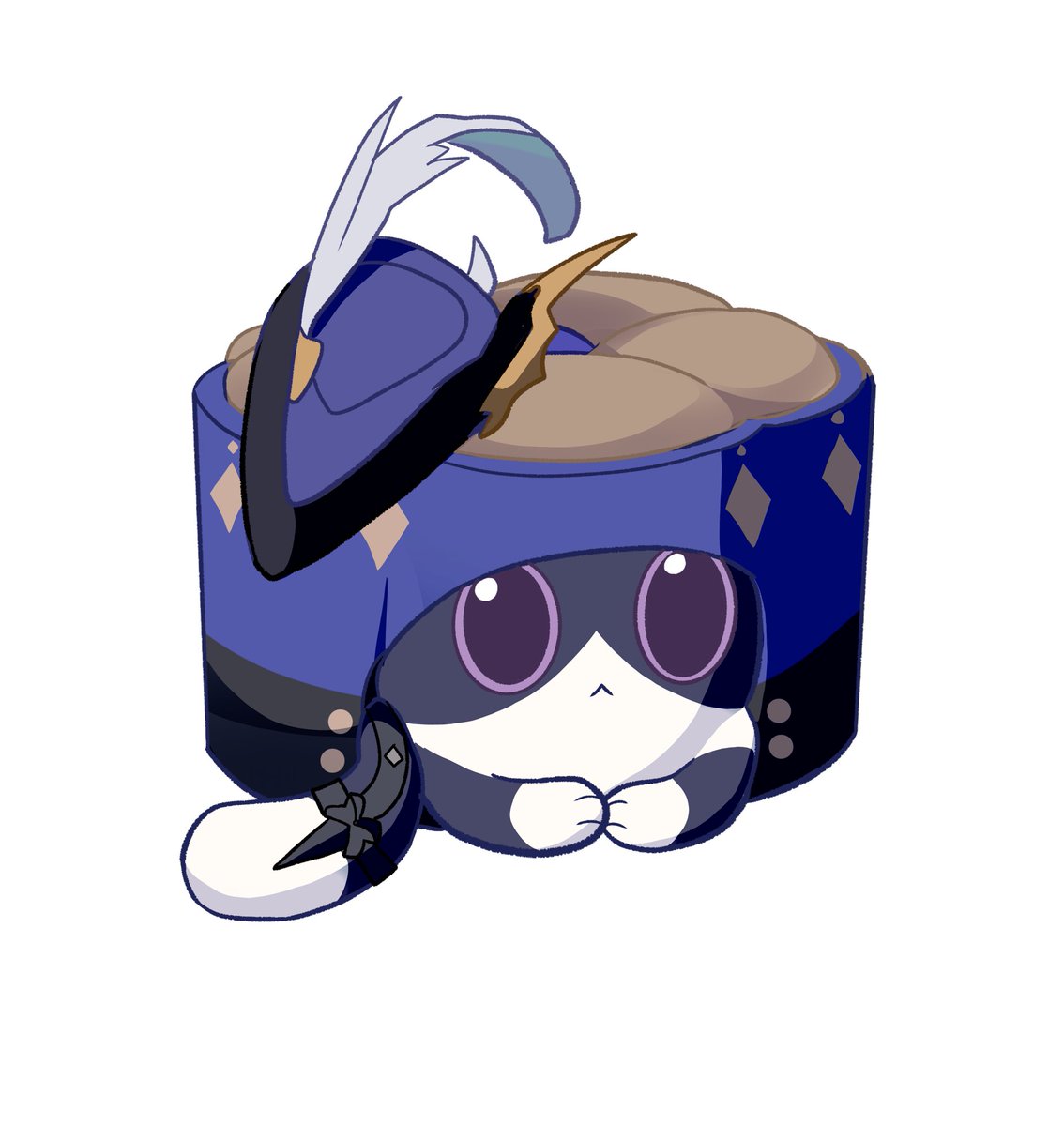 约稿    “和你天下第一最最好！”
新的一年请大家吃口可爱的猫猫糕吧！
#clorivia #Navia      #Clorinde #GenshinImpact