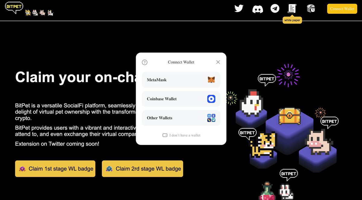 Bit Pet #SocialFi AVAX 的第一个社交版宠物养成游戏 @bitpet_xyz ，改进版的xpet 🎁WL # ...