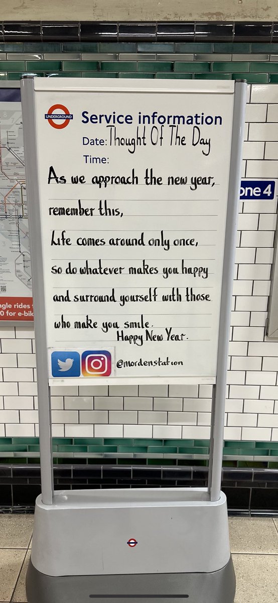 MordenStation's tweet photo. Sunday 31st December New Year’s Eve Thought Of The Evening From Morden Underground Station https://t.co/n7cANKEyIz