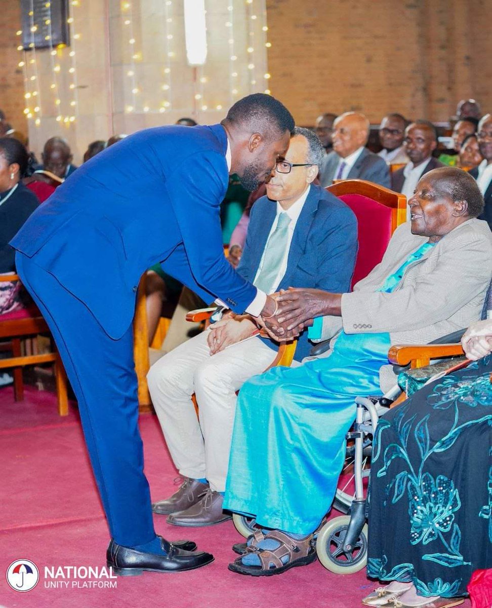 HEBobiwine's tweet photo. Earlier at Namirembe Cathedral, I was very pleased to join other dignitaries to honor the Retired Justice of the Supreme Court, G. W. Kanyeihamba at a Thanksgiving Service organised for him. Justice Kanyeihamba remains a shining light in many respects. He has served his country with firmness and conviction. It is therefore befitting that he is being honored while he lives.