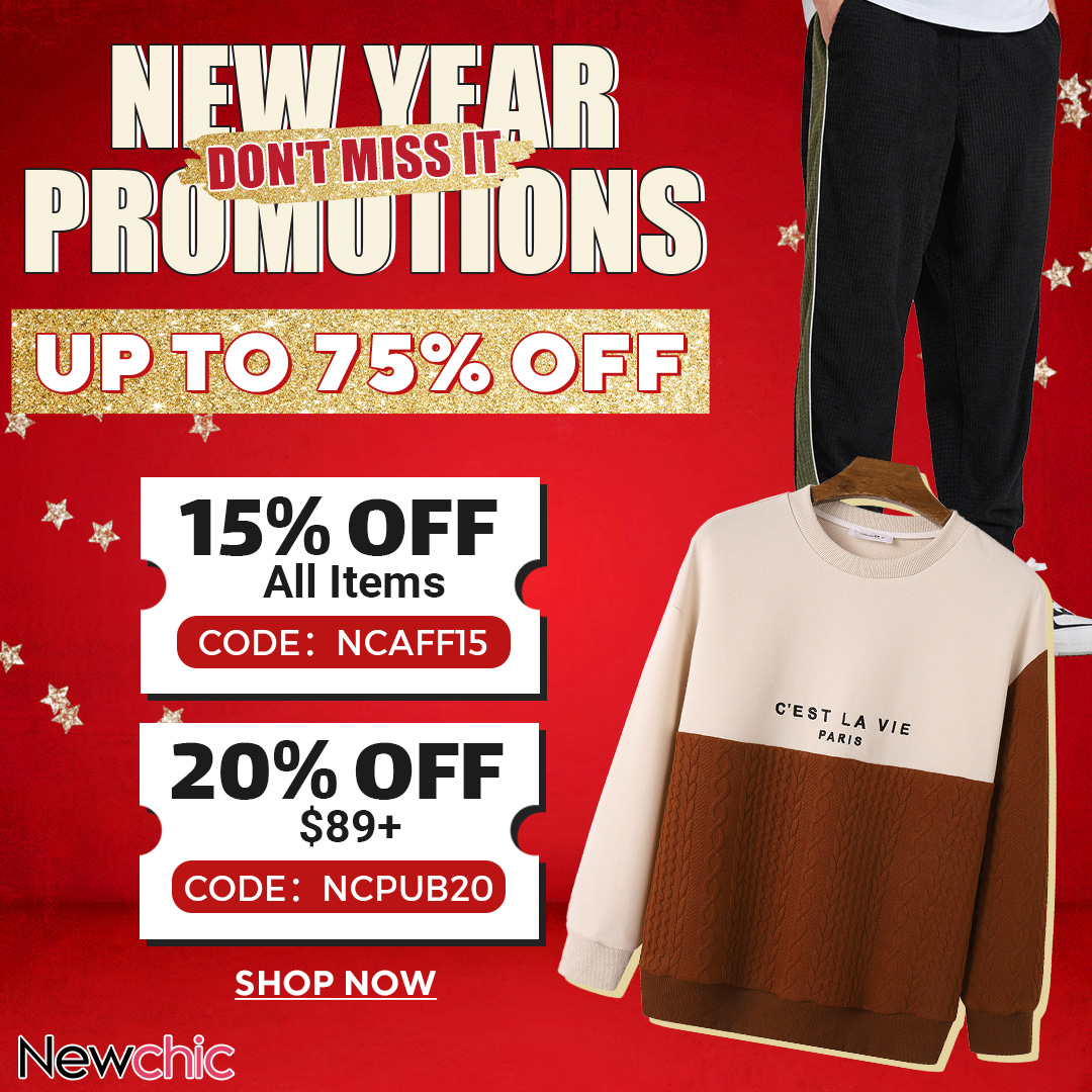 🌟UP TO 75% OFF
🔥New Year Promotions For Men

End time: 03-01-2024
#mensfashion #menshoodies #menssweatshirts #menswintershopping #newyearshopping #giftideasforhim #menstrousers #pants #japanesefashion #sweaterseason #mensshirts #newyearsale 
ad

👇
newchic.com/theme-clearanc…