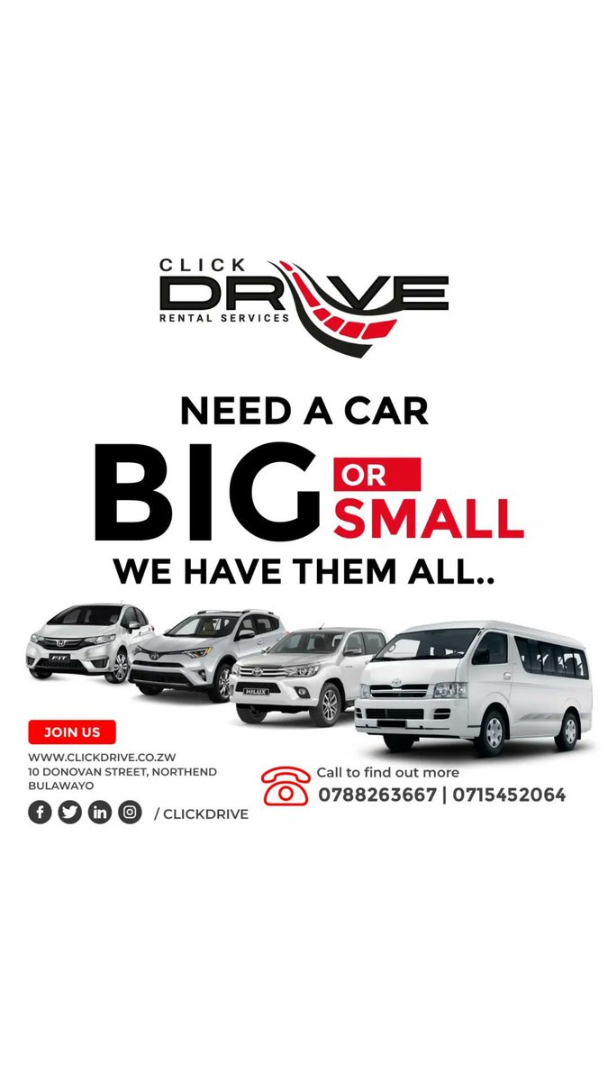 PhiriTofara's tweet photo. Either a big or small car we have them all rent it out #clickdrive 266 Herbert Chitepo Avenue https://t.co/5PAf6OxKjV