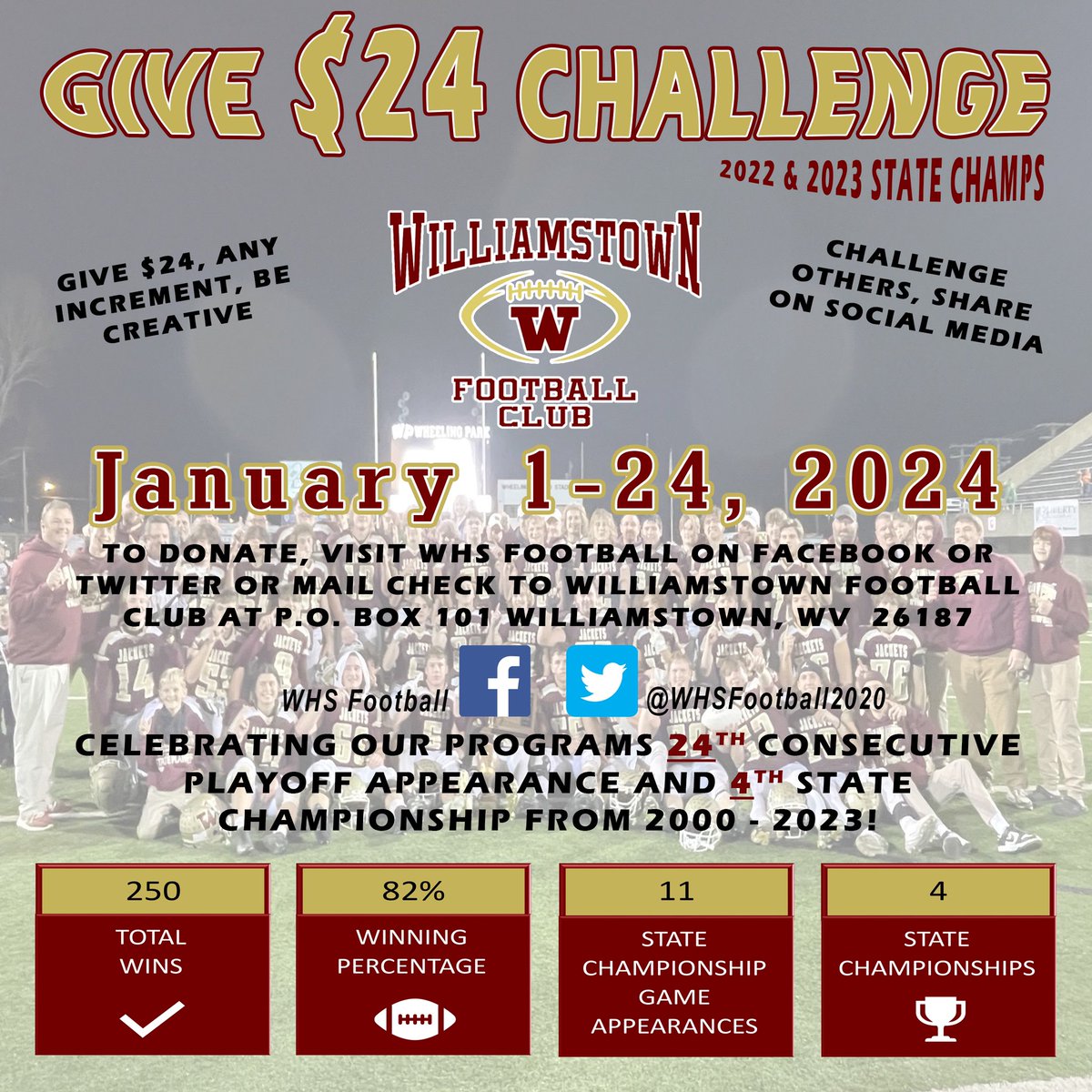 WHSFootball2020's tweet photo. Visit our Facebook page to donate! https://t.co/GWILKapiuL