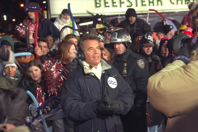 Dick Clark in Times Square in New York City on this date December 31 in 1996. Photo by Wally Santana. #OTD