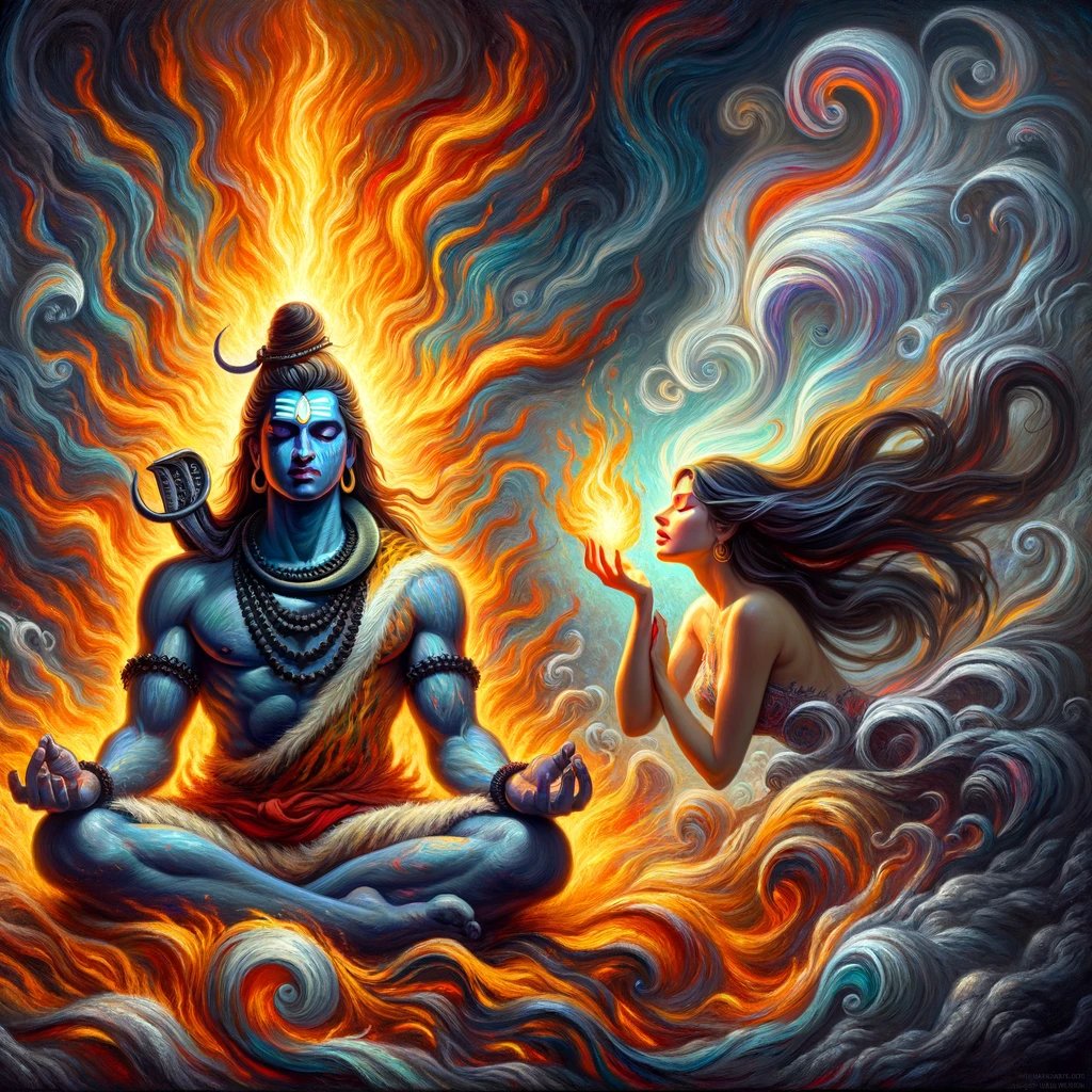 VivanVatsa's tweet image. After DEATH of Lord Shiva’s first wife Sati, he lost desire to love &amp;amp; went into deep meditation.

Just then Demon Tarakasura terrorised all Gods; only Shiva could help but no God dared to DISTURB Shiva!

So "Kama" (God of Love &amp;amp; Desire) was chosen to instigate DESIRE into him...