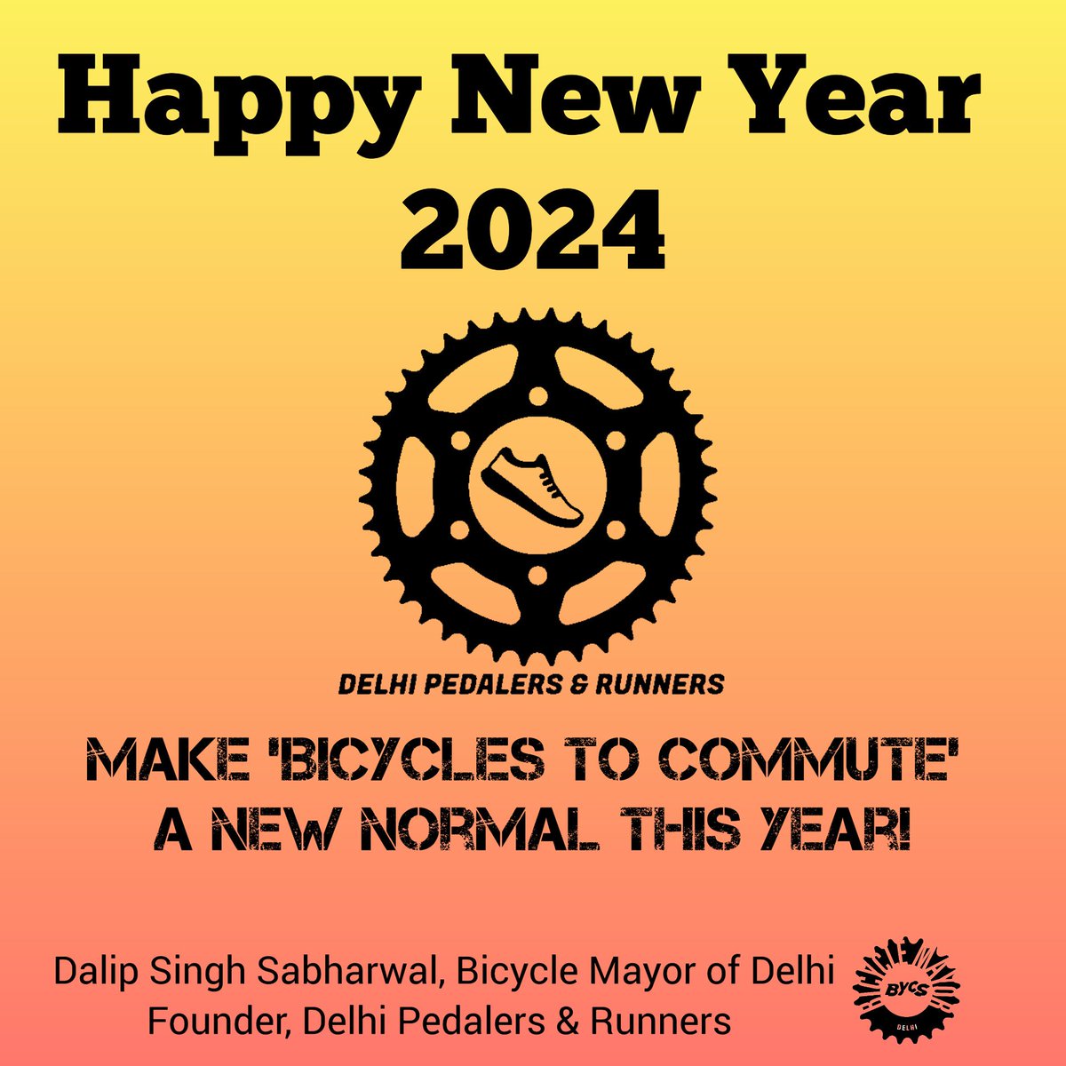 HAPPY NEW YEAR 2024!

LET'S MAKE 'BICYCLES TO COMMUTE A NEW NORMAL' THIS YEAR @dalipsabharwal.

#cycletocommute
#runtostayfit #cycletowork #newyear #2024 #delhipedalersandrunners #bicyclemayordelhi #streetsforall #sustainability #makecitiesliveable
#climatecrisis #AirPollution