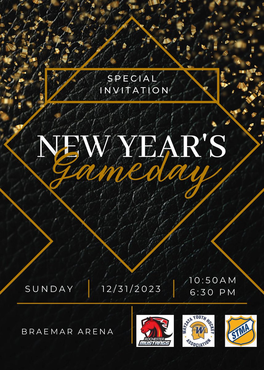 A couple #NYE battles trying to advance to monday's championship play 

🆚 Wayzata @ 10:50 / STMA @ 6:30
📍 Braemar Arena
📺 youtube.com/live/L68tYq2au…

<a href="/RochYouthHockey/">Rochester MN Youth Hockey</a>