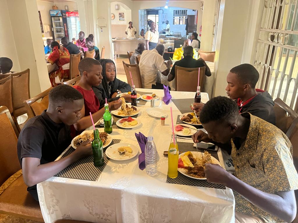 The grandchildren of Mr and Mrs Kadaaga having lunch at the Century Hotel, Kamuli after the Inauguration of St Mathew's Church of Uganda Kiige Kagumba Subcounty