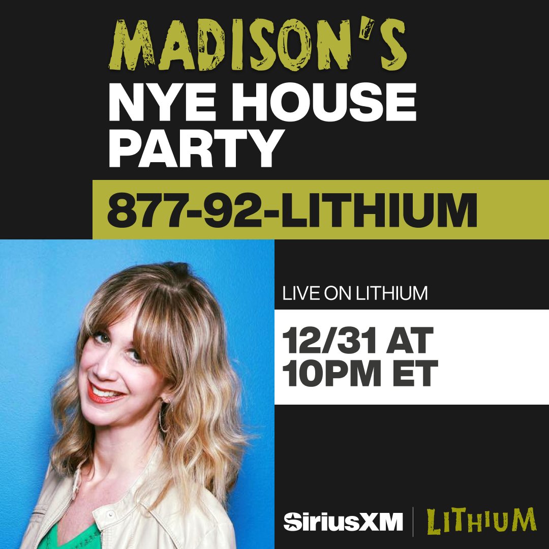 Ring in the New Year with @RadioMadison! Join her for celebrity interviews, live call-ins, Lithium highlights, and other surprises. Listen here: sxm.app.link/MadisonLiveNYE…