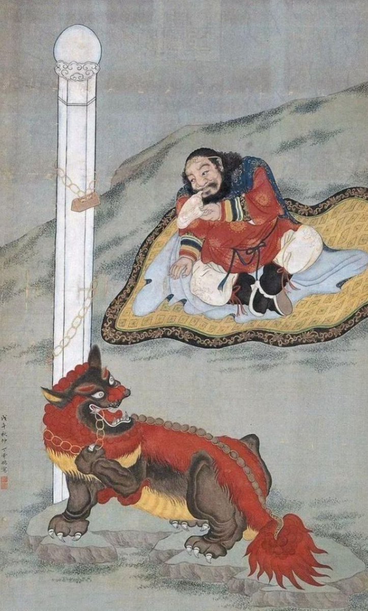 𝕐𝕖𝕒𝕣 #HappyNewYear! 🎉 Year(Nian) is the name of a malevolent beast in Chinese #mythology. 😆 It is locked on a pillar in heaven, and is guarded by the Purple Star God. It is first mentioned in a late Qing Dynasty newspaper article. More in ALT.👇 #HappyNewYear2024