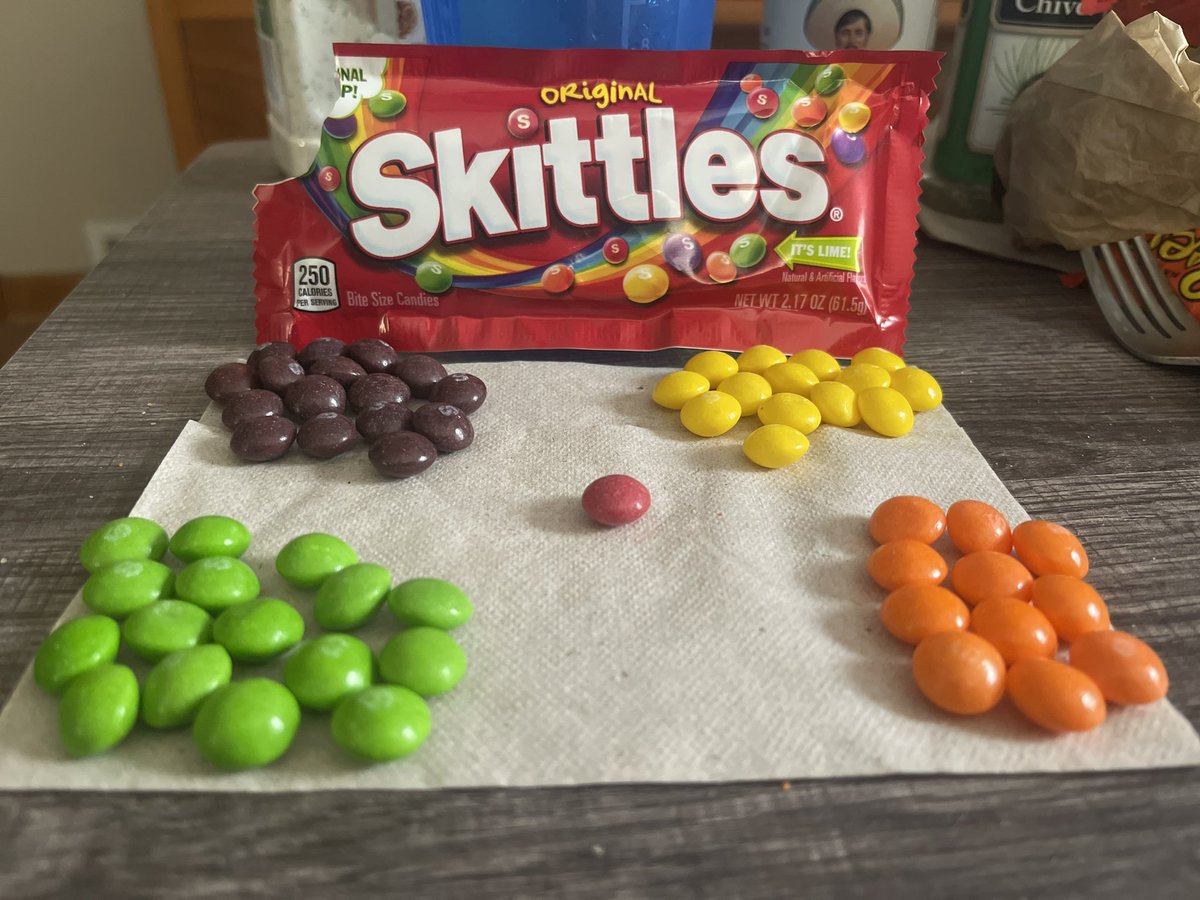 Bashzilla_'s tweet photo. @Skittles there was no tasting the rainbow here 🥺 

The reds are the best. This seems rude. https://t.co/5FJ1odhTGp