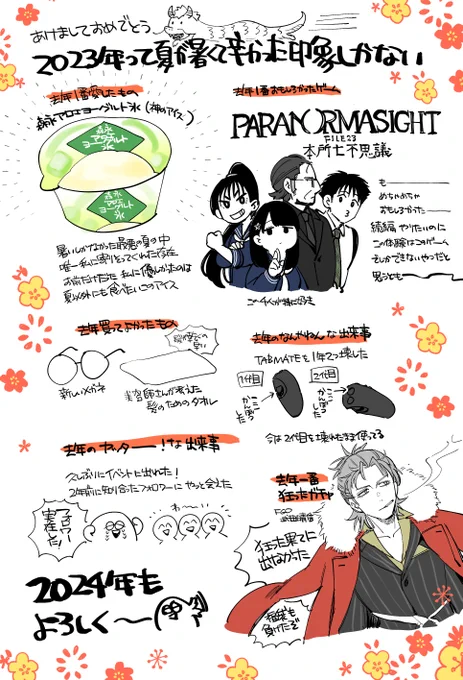 2023年描きおさめしようとしたら、にじさんじの特番見てたら日付変わってて書き初めになった 去年はお世話になりました～今年もよろしくね～