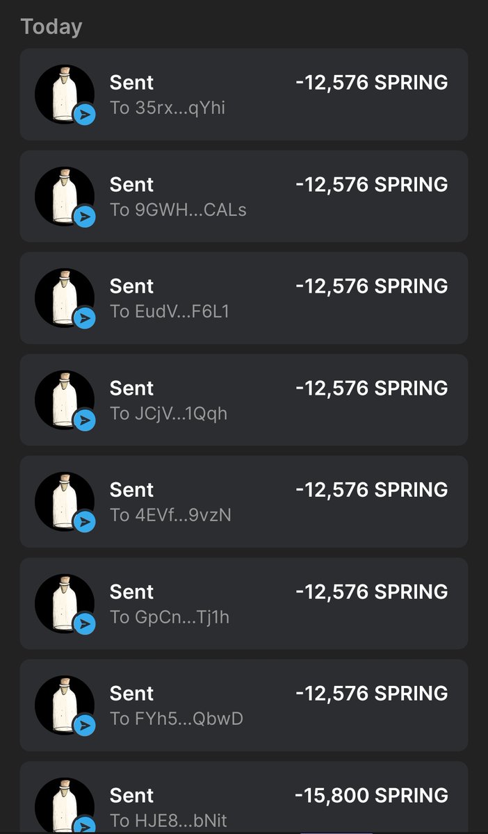 We did some $SPRING 🪂 

Drop your $SOL wallet address 👇 

$SPRING 

Early Pre-Buy send $SOL to:

BKS5hq6xAC7FjCtePqtHptcAvP4mf4mEpVUeedovThPn

Min: 0.15 SOL - Max: 0.75 SOL

Early buyers will get tokens first and added to list claim airdrop

 ( All deposits for Liquidity )