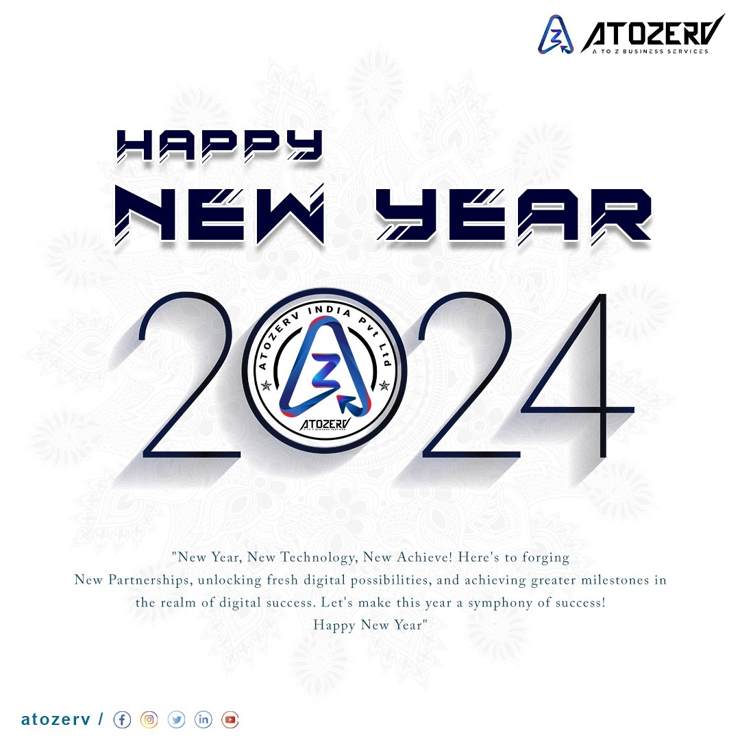 atozerv's tweet photo. "Wishing you a spectacular New Year filled with joy, love, and prosperity! May the bonds of friendship, family, and business connections grow stronger in the coming year. Here's to a year of shared moments, laughter &amp; collective success. Happy New Year from all of us @ AtoZerv!" https://t.co/q9yvHyml4s