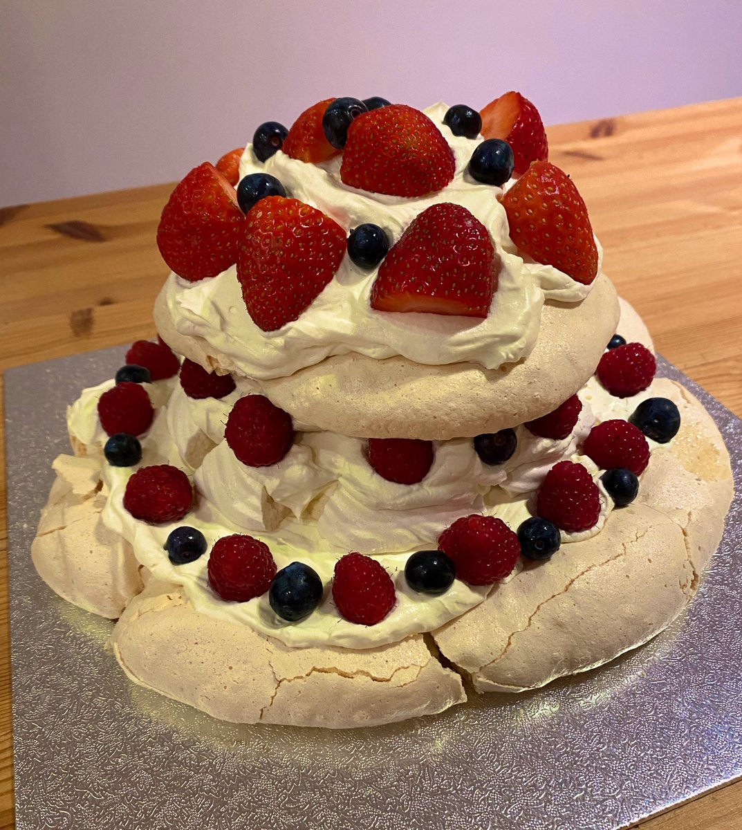 Behold my pavlova creation for New Year’s Eve! Many tiers (and many tears) later & here we are 🎉