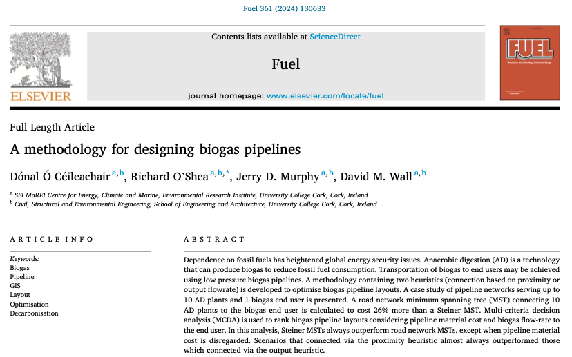 Jerry D Murphy (@jerrydmurphy66) on Twitter photo Our last paper accepted in 2023, to be published 1st April 2024.
Led by <a href="/donaloceil/">Dónal Ó Céileachair</a> our work examines how to optimally connect small #biogas plants together to a large end user (or #biomethane facility)
Funded by: <a href="/SEAI_ie/">SEAI</a> <a href="/MaREIcentre/">MaREI</a> <a href="/UCC/">UCC Ireland</a>
Read here: authors.elsevier.com/c/1iKaK3iH4M8kT Our last paper accepted in 2023, to be published 1st April 2024.
Led by <a href="/donaloceil/">Dónal Ó Céileachair</a> our work examines how to optimally connect small #biogas plants together to a large end user (or #biomethane facility)
Funded by: <a href="/SEAI_ie/">SEAI</a> <a href="/MaREIcentre/">MaREI</a> <a href="/UCC/">UCC Ireland</a>
Read here: authors.elsevier.com/c/1iKaK3iH4M8kT