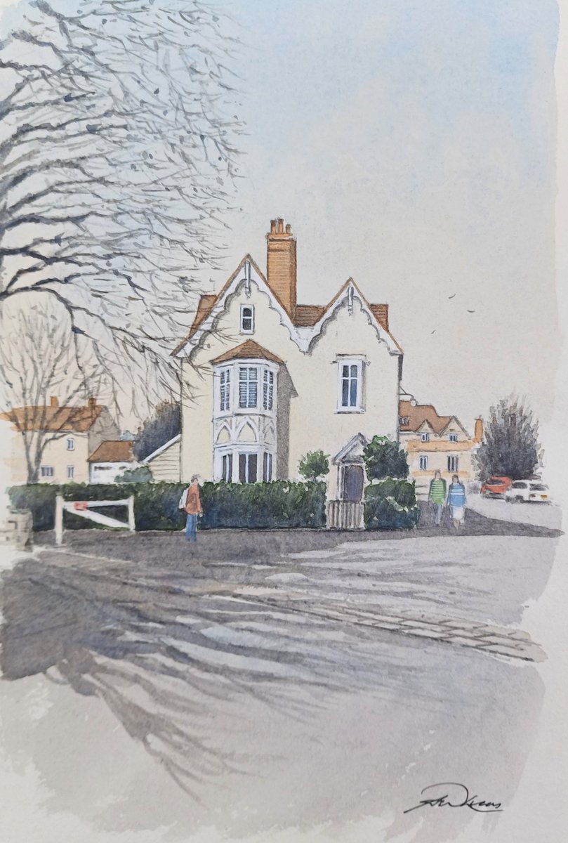 ' Winter shadows ', Salisbury, England Wishing a very Happy New Year. Health, happiness, peace and success for 2024, always best wishes #watercolor #watercolorpainting #NewYear2024 #architecture #painting