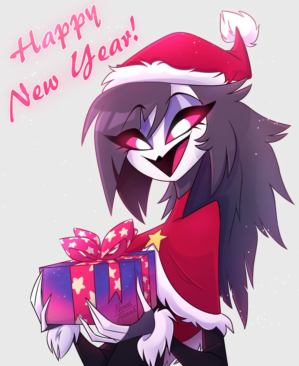 Happy New Year. 💖💖🎁🎁🎄🎄

(There is also light art with Octavia.)
#HelluvaBossOctavia