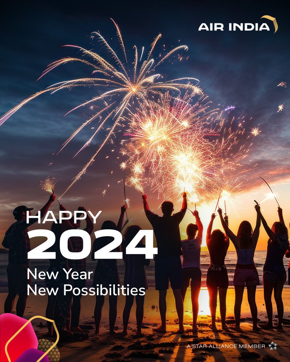 airindia's tweet photo. New Year.
New Possibilities.
Wishing you endless travels, exciting stories and #NonStopExperiences ✈️🥂

#HappyNewYear #FlyAI https://t.co/3gvLmxLklN