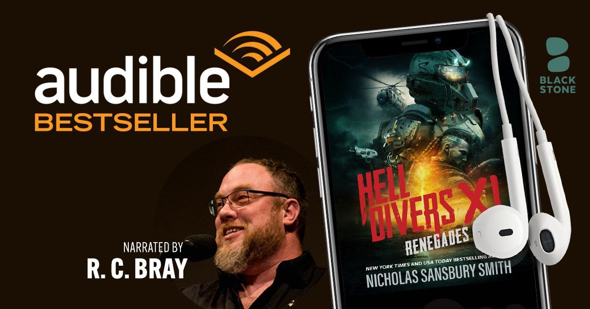 We're excited to announce that #HELLDIVERSXI: #RENEGADES by @greatwaveink, read by #RCBray, has made the @Audible_com bestseller list this week! Haven't read it yet? Order now: buff.ly/461thQz Check out the Bestsellers: buff.ly/47aLBXv #AudibleBestseller