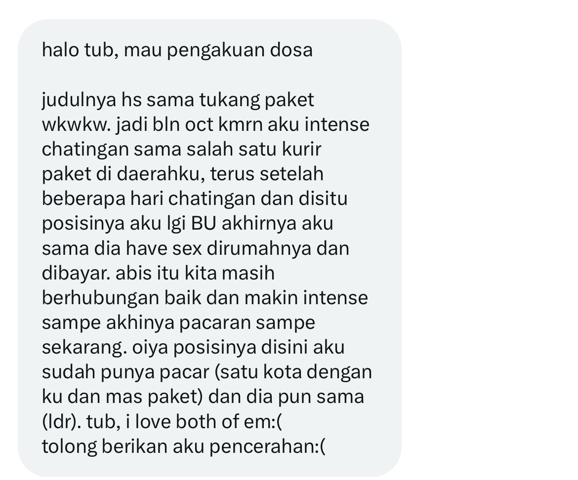 tubirfess's tweet photo. ALASAN PAKET KITA SERING NYANGKUT TERNYATA TUKANG PAKETNYA DIEUE https://t.co/X3vVIeMGQv