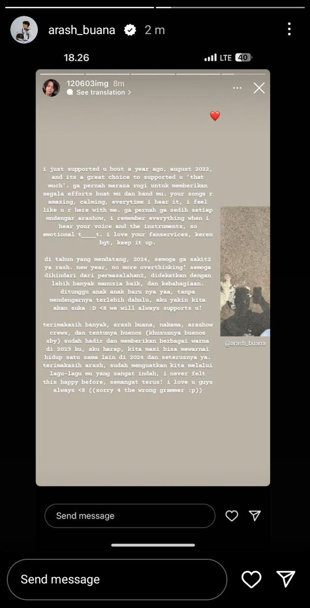 arsh1ekins's tweet photo. new year gift kemarin, letter ku di repost manual WKWK, kurang lebih itu sudah menggambarkan ‘bagaimana arash buana dimataku?’

terimakasih arash, nakama n crews sudah menjadi bagian indah di 2023 ku. tiba2 feb nih?? kmrn blg august wrwr. ujian taun ini ditemani love song asik :D https://t.co/qnURPZskpl