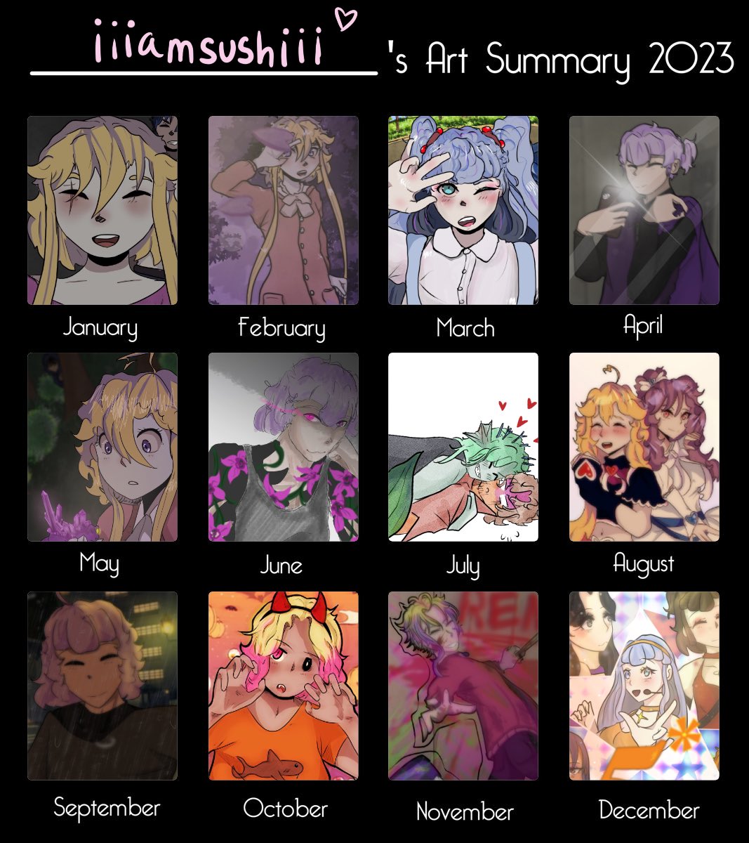 UmishiiiVA's tweet photo. This year was a year FULL of art!! I got a lot of experience and a lot of help and I am very grateful for it!!!! 
Here’s to the next year!! :3 https://t.co/0hAj0IlP5R