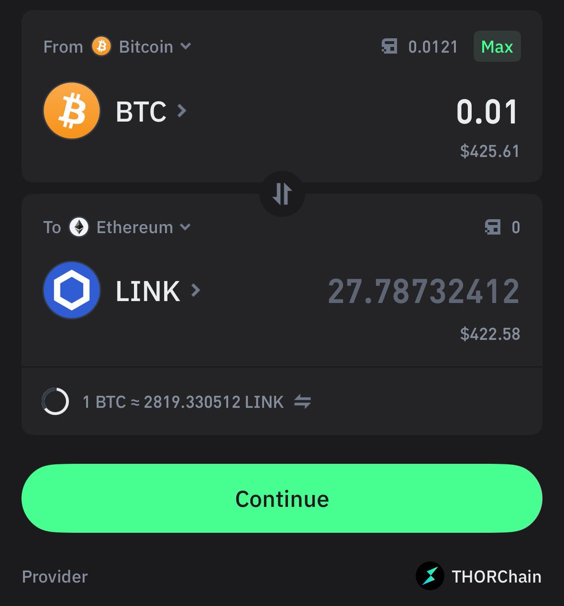 $LINK is now available on any swap interface powered by THORChain
