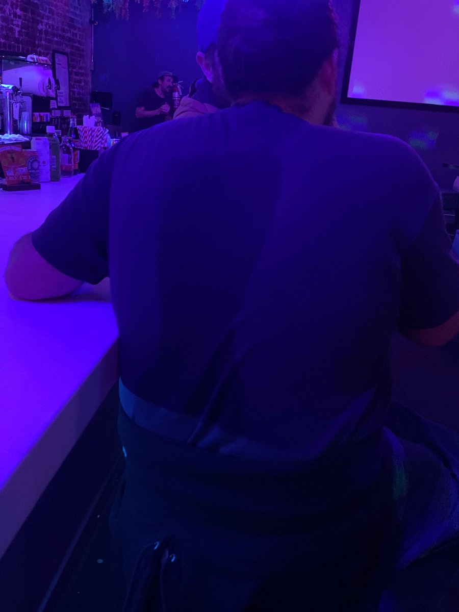 ZachPugh's tweet photo. Best moment of 2023 was when my buddy’s back sweat gave us the Dudes Rock version of the Virgin Mary showing up in a water stain on a wall https://t.co/OlY6SewpYf
