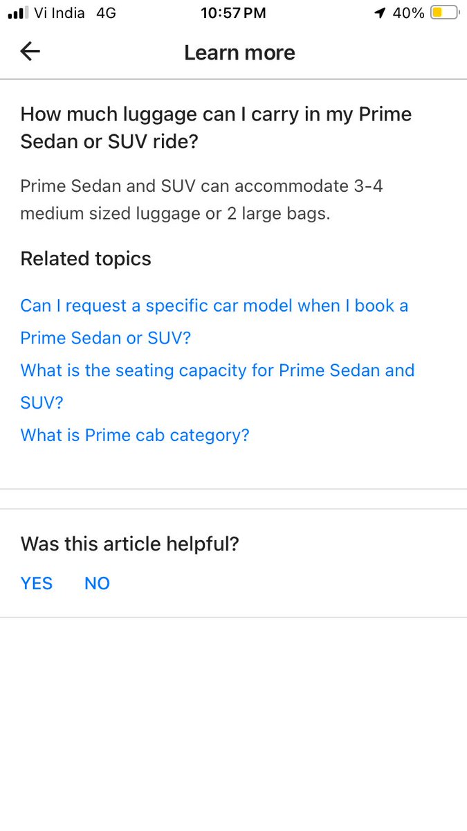 bhatu_agrawal's tweet photo. @ola_supports This is the information available on Ola App as part of FAQ related to Sedan’s boot space or luggage capacity https://t.co/8msx0LAWw0