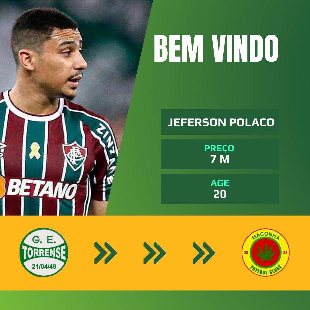 maconha_fc's tweet photo. CONTRATADO!
@Polacowkz chega para reforçar nosso meio campo, ele vem do @GETorrense, por um preço total de 7M LC$, sendo a contratação mais cara do Maconha, SEJA MUITO BEM VINDO AO CLUBE https://t.co/WyLf2ItPW5