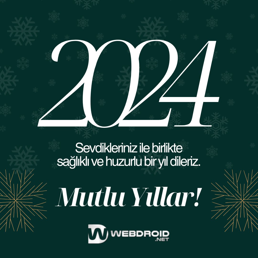 Sevdiklerinizle birlikte sağlık, mutluluk ve neşe dolu bir yıl geçirmeniz dileğiyle...

#MutluYıllar #HoşGeldin2024 #HappyNewYear
