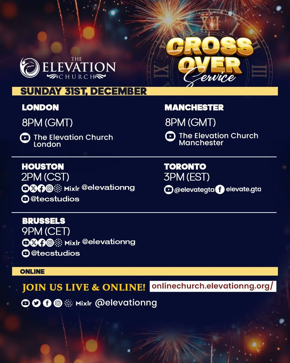 Who can't wait for our Crossover Service tonight? Drop a ❤️ in the comment section if you are excited. 

See you at 9 PM WAT 😍🙏🏿

#crossoverservice #newyeareve #newyear #crossover #gratitude