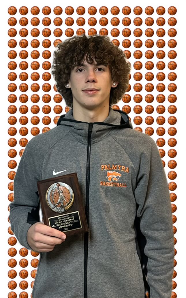Congratulations to Hunter Mayer for being selected to the All Tournament Team in the Cedar Crest Holiday Tournament!  He was the leading scorer for the Cougars on Thursday with 12 points and Friday with 18 points in a double overtime win against Lebanon. Congratulations, Hunter!!