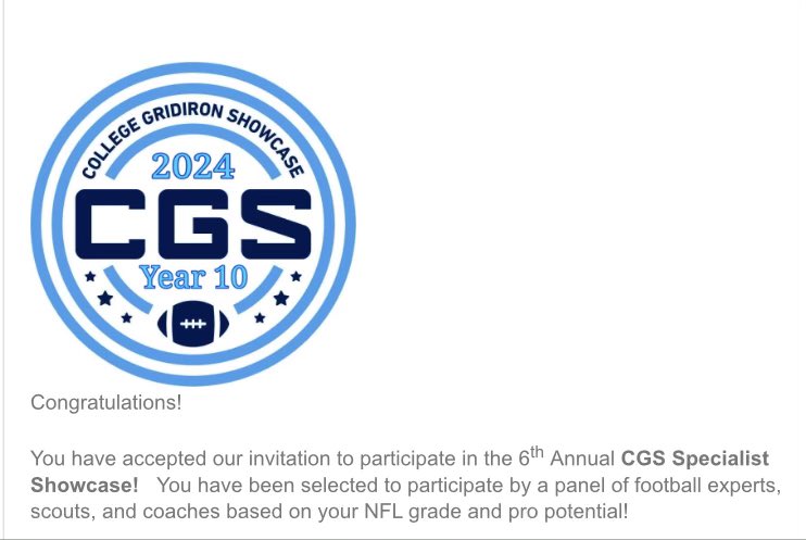 Excited to participate in the 2024 College Gridiron Showcase. Thank you for the opportunity!