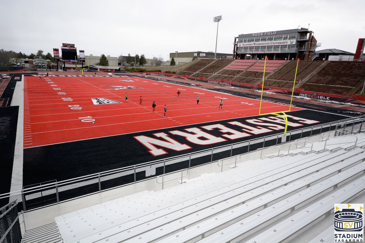 StadiumVagabond's tweet photo. Roos Field, Cheney, WA - Home of the Eastern Washington University Eagles
#easternwashington #pnw #washingtonstate #washington #spokane #ewufootball #spokanewa #stadium #spokanewashington #ewu #easternwa #groundhopper #groundhopping #turfgrass #turf #red https://t.co/1rGDIPB2WS